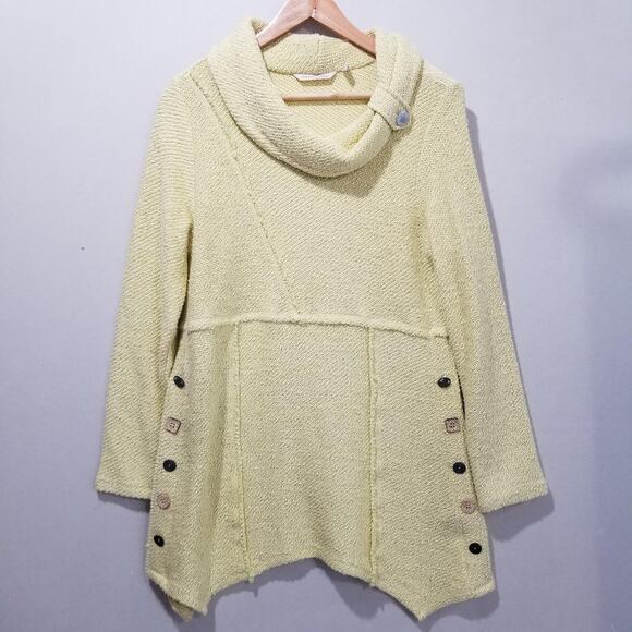 Soft Surroundings Sweater Womens Small Yellow Cowl Neck Breakwater Tunic 2A793 - Picture 10 of 10